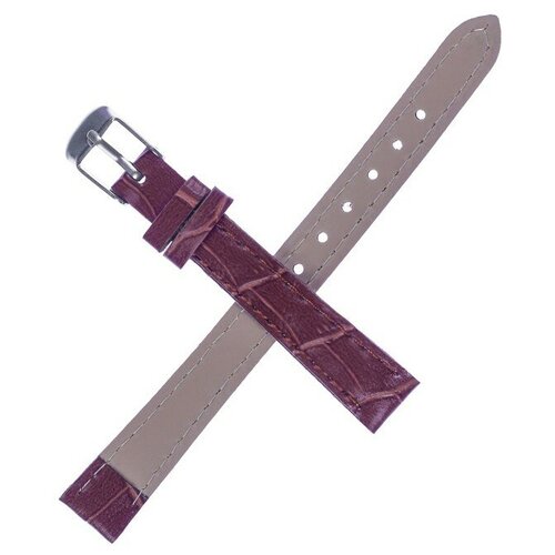 фото No brand ремешок для часов, 12 мм, экокожа, фактура рептилия, 19 см, коричневый