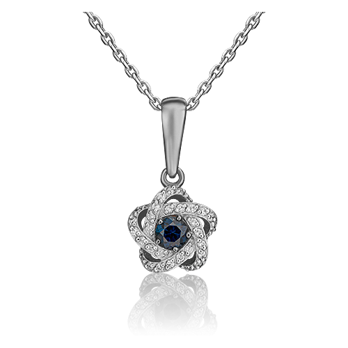 фото Platina jewelry подвеска из белого золота с сапфиром и бриллиантом 03-0481-00-105-1120-30