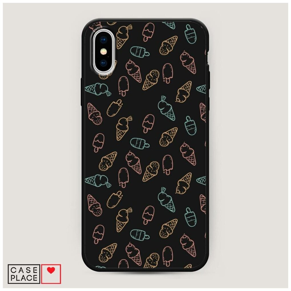Матовый силиконовый чехол "Мороженный контур свободный" на Apple iPhone XS Max (10S Max) / Айфон Иск Эс Макс