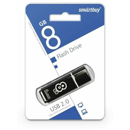 Память Smart Buy Glossy 8GB, USB 2.0 Flash Drive, черный