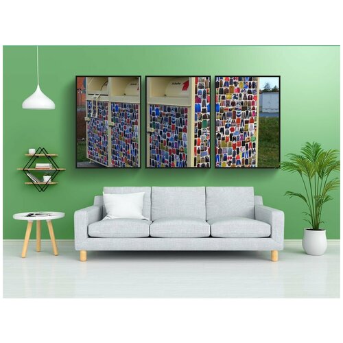 фото Набор модулных постеров для интерьера "контейнер, старая одежда, переработка" 60x90 см. в тубусе, без рамки lotsprints