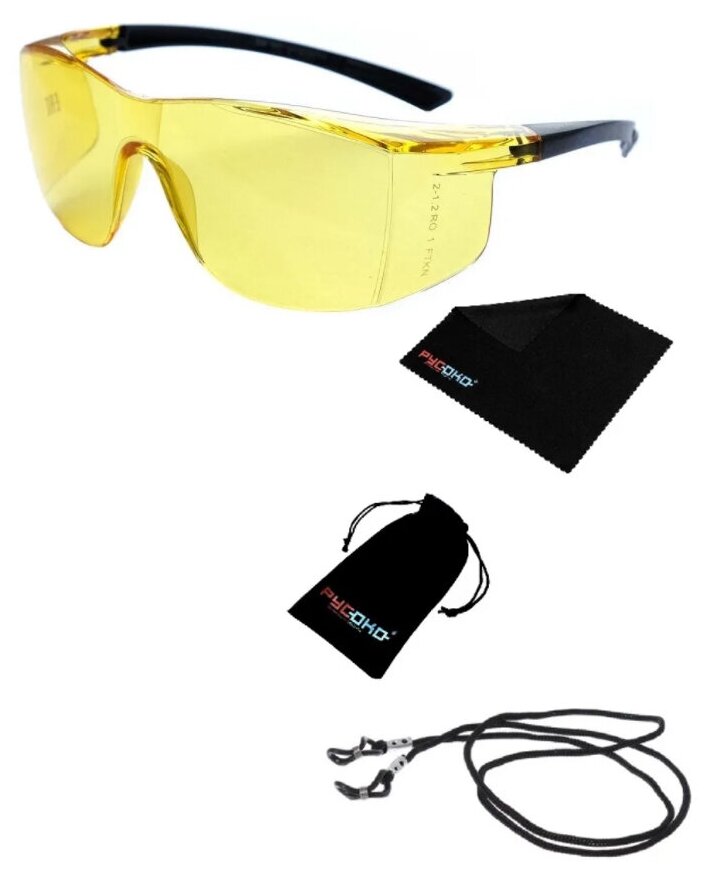Очки защитные декстер (контраст) в комплекте: чехол, шнурок, салфетка
