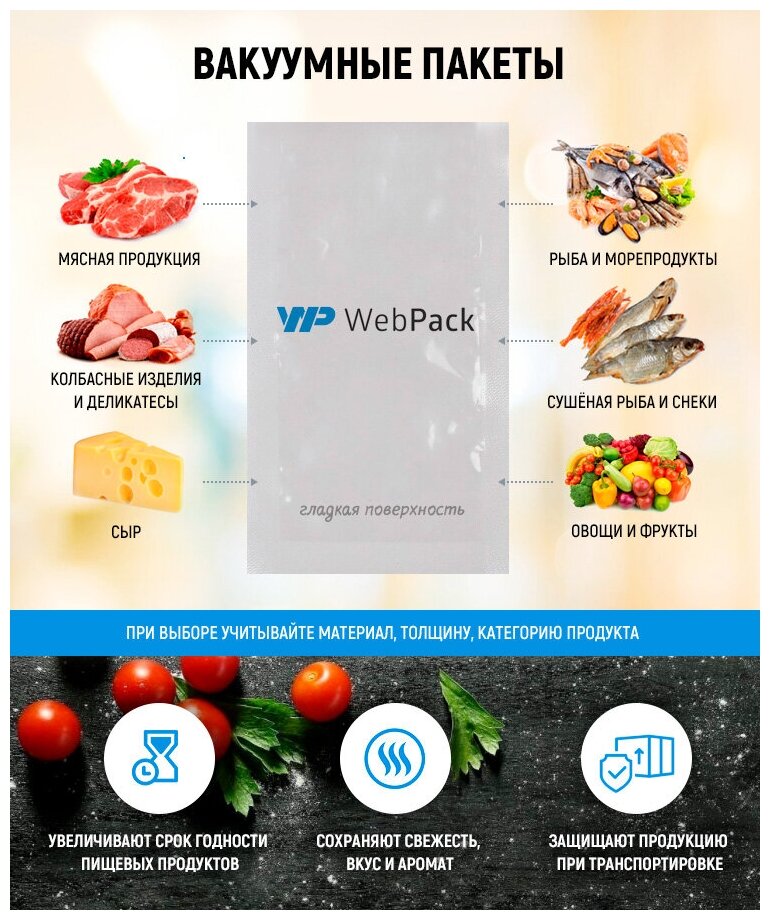 Вакуумный пакет 130*450мм, ПЭТ/ПЭ, 65 мкм, 100 шт. - фотография № 6