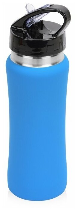 Бутылка спортивная "Коста-Рика" с покрытием софт-тач, 600 мл, цвет голубой