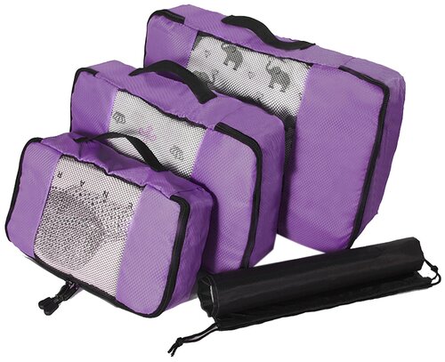 Набор органайзеров из водоотталкивающего материала для багажа, 3 шт, цвет фиолетовый