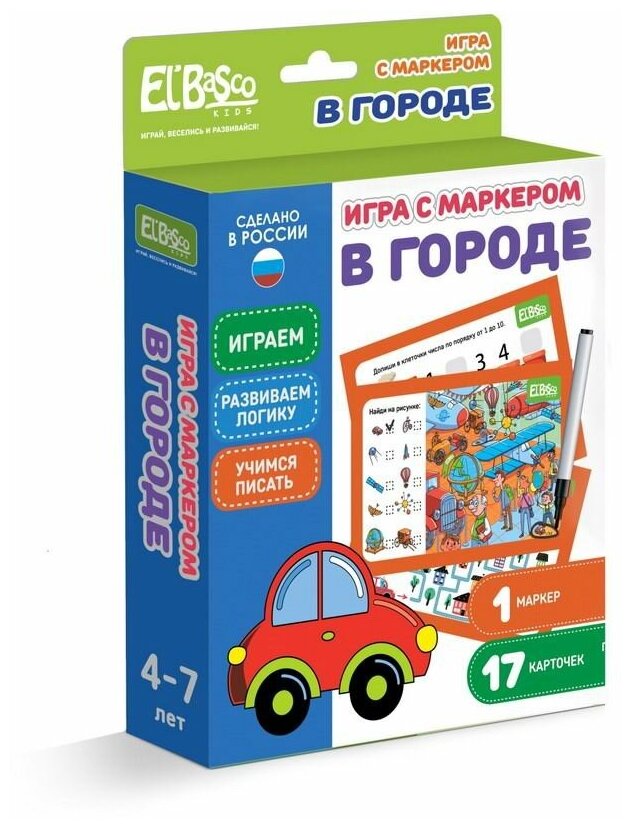 Настольная игра El BascoKids с маркером, В городе. Сложный уровень ET06-004