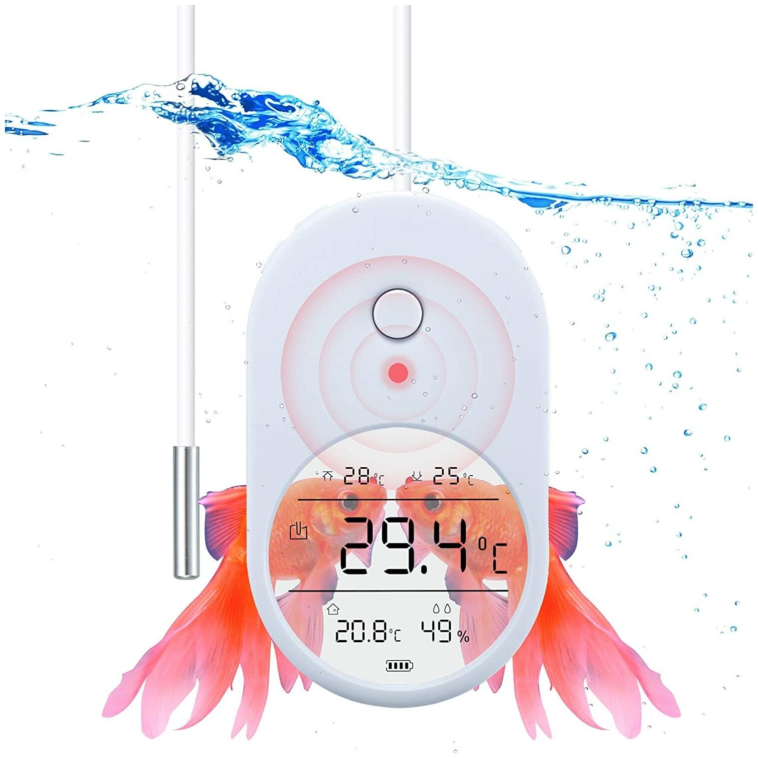 Электронный термометр для аквариума белый