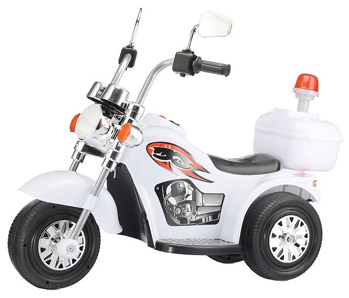 Электромотоцикл детский, звук мотора, звук сирены, свет фар. R0001 (цвет белый)