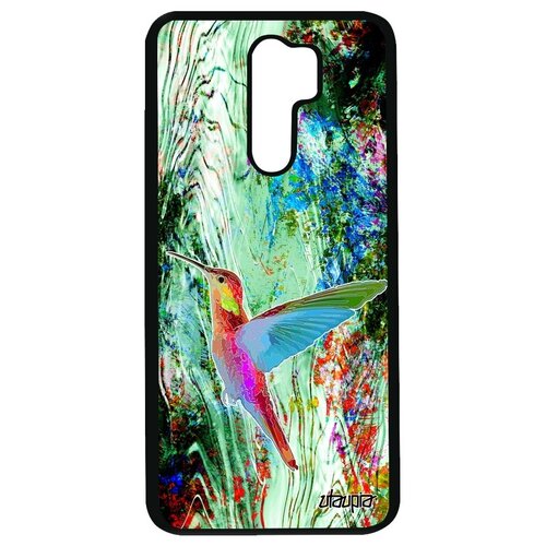 фото Необычный чехол на смартфон // xiaomi redmi 9 // "колибри" рисунок птенец, utaupia, серебристый