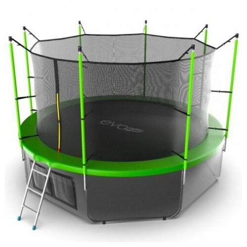 Батут с внутренней сеткой и лестницей EVO JUMP Internal 12ft (Green) + Lower net.