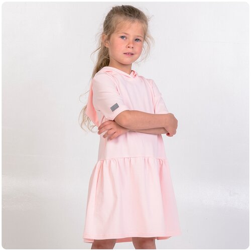 TW21-538230201 Платье детское с капюшоном, пудра, раз. 128