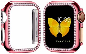 Чехол для Apple Watch 40 mm со стразами, розовый