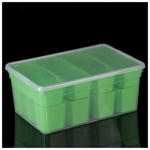 FunBox Контейнер для хранения Basic, 10 л, 12 вставок, 2 лотка, цвет микс