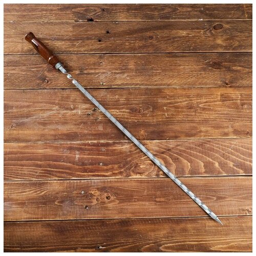--- Шампур узбекский для шашлыка, с деревянной ручкой, с узором, 50 см, сталь - 2 мм