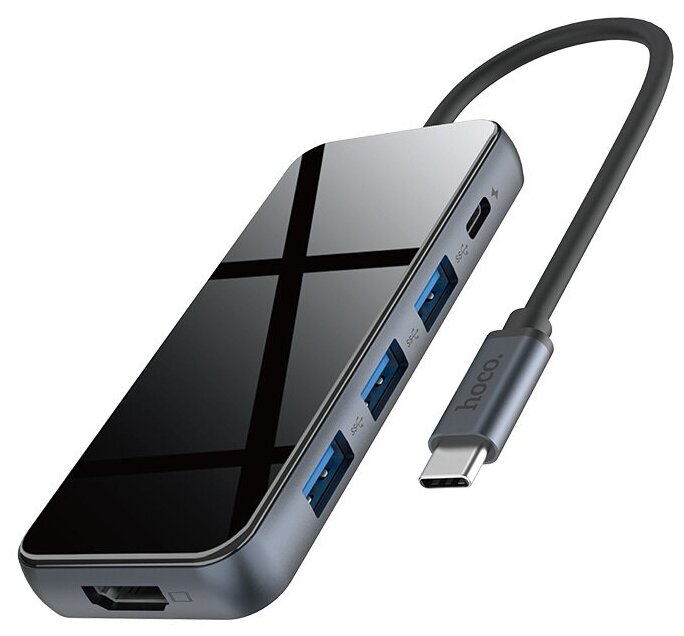 Хаб Hoco HB15 Easy show Type-C USB 303 HDMI PD серый металлик
