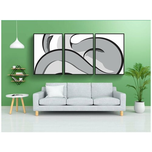 фото Набор модулных постеров для интерьера "серебро, лиса, животное" 60x90 см. в тубусе, без рамки lotsprints