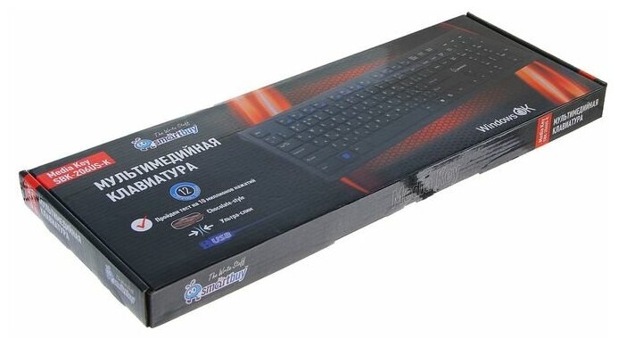 Клавиатура проводная Smartbuy мультимедийная Slim 206 USB черная (SBK-206US-K)