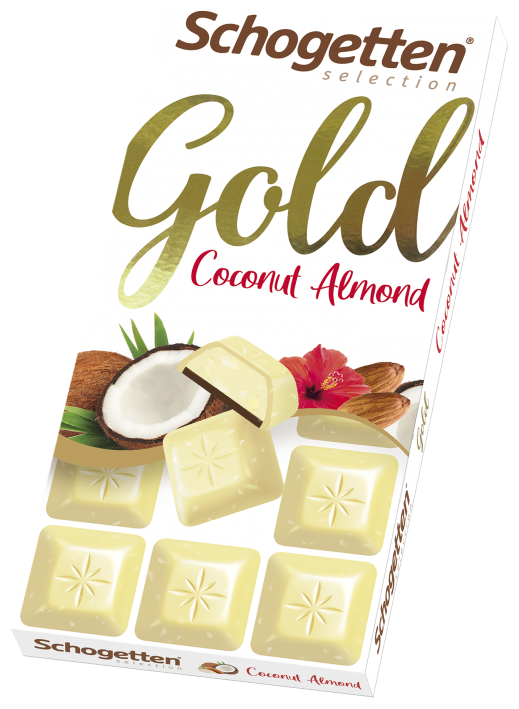 Шоколад SCHOGETTEN Gold белый с кокосом и дробленым миндалём 100 г - фотография № 8