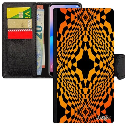 фото Дизайнерский чехол книжка для мобильного // samsung galaxy s7 edge // "иллюзия звезда" волна фон, utaupia, оранжевый