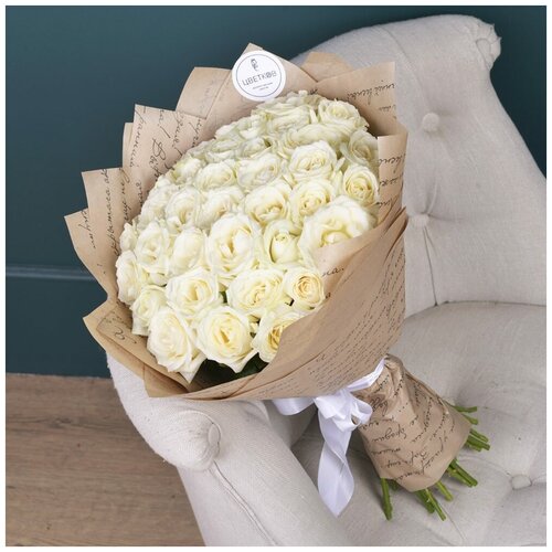 Букет из 35 белых роз Premium 40 см