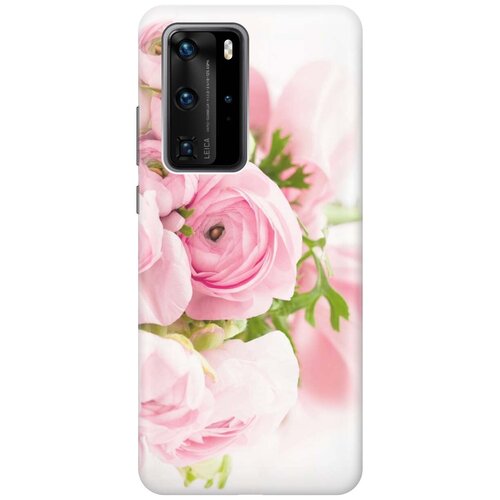 фото Ультратонкий силиконовый чехол-накладка для huawei p40 pro с принтом "розовые розы" gosso