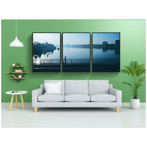 фото Набор модулных постеров для интерьера "река, вода, город" 60x90 см. в тубусе, без рамки lotsprints