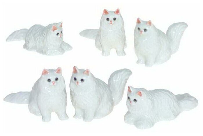 Набор фарфоровых фигурок KLIMA Кошка "Персидская", белая, 6шт, 4см (Франция)