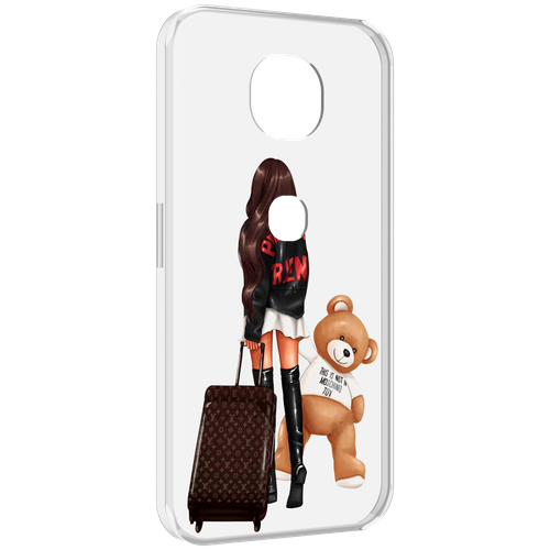 Чехол MyPads девушка-с-модным-чемоданом женский для Motorola Moto G5S (XT1799-2) задняя-панель-накладка-бампер