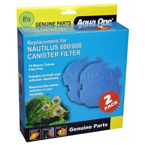 Губка грубой очистки Aqua One Sponge 81s синяя для фильтров Nautilus 600/800 (2 шт)