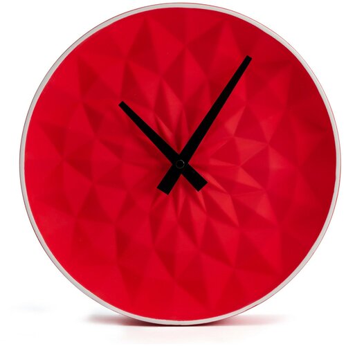 Часы настенные круглые Vilart 18-302-1 с корпусом из керамики, яркий дизайн для кухни, спальни, детской, кварцевый механизм с плавным ходом, керамический корпус, цвет красный, размеры 25.5x5.5 см, работа от 1 пальчиковой батарейки тип АА
