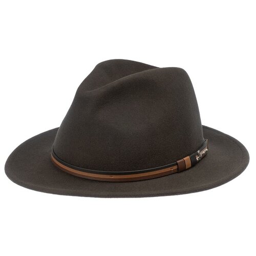 фото Шляпа федора herman, шерсть, утепленная, размер 55, серый, коричневый