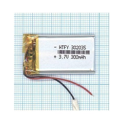 аккумулятор li pol батарея 4 20 20мм 2pin 3 7v 300mah Аккумулятор Li-Pol (батарея) 3*20*35мм 2pin 3.7V/300mAh