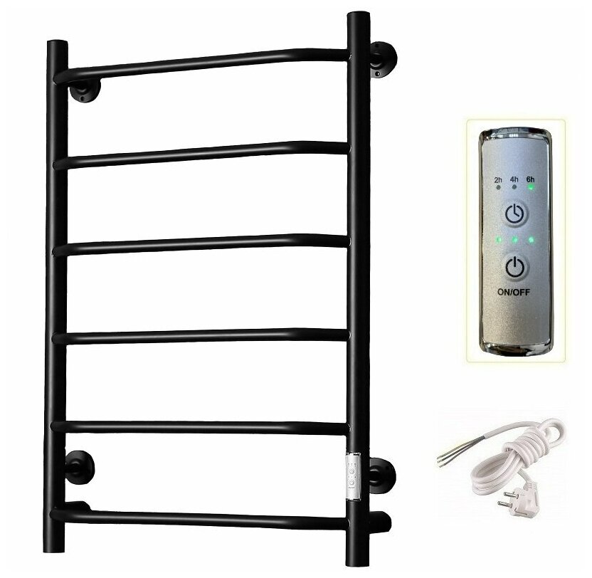 Электрический полотенцесушитель Тругор Пэк сп 6 ВГП 80x50 32 мм универсальный с таймером чёрный