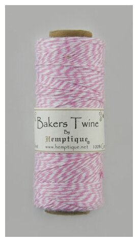 Шнур Bakers Twine на катушке, 2 х 2 нити, 1мм, 125 м, 50 г 125 м светло розово-белый 2 х 2 нити, 1 мм HEMPTIQUE BTS2LTPNK-W