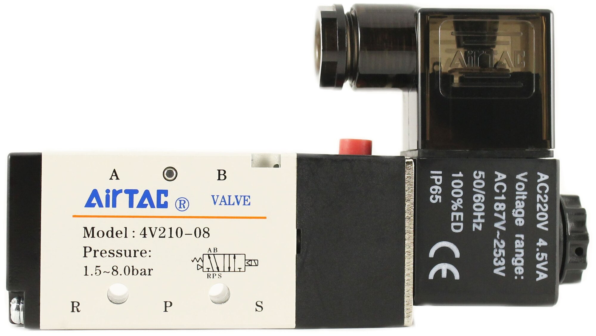 Пневмораспределитель Airtac 4V210-08 (4V21008AG) 5/2 G1/4 с катушкой 220 VAC.