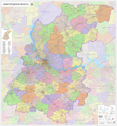 Настенная карта Нижегородской области 140 х 130 см (на баннере)