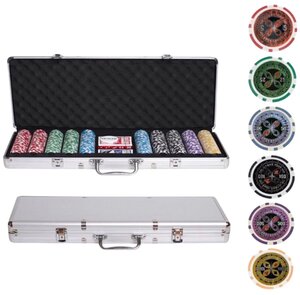 Покер/Покерный набор Ultimate, 500 фишек 11,5 г с номиналом в чемодане и сукно в подарок