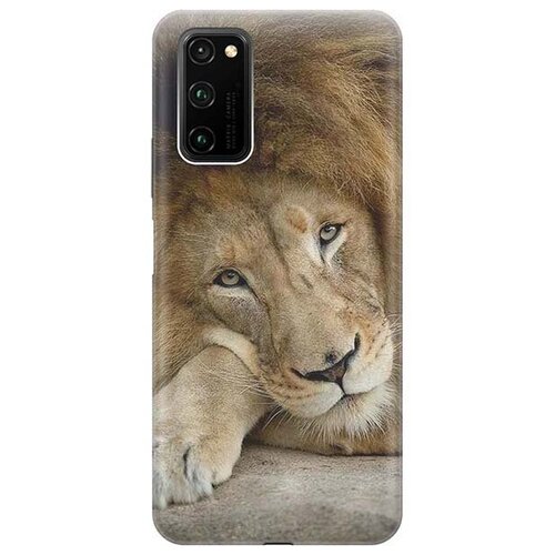 фото Ультратонкий силиконовый чехол-накладка для honor view 30 pro с принтом "спокойный лев" gosso