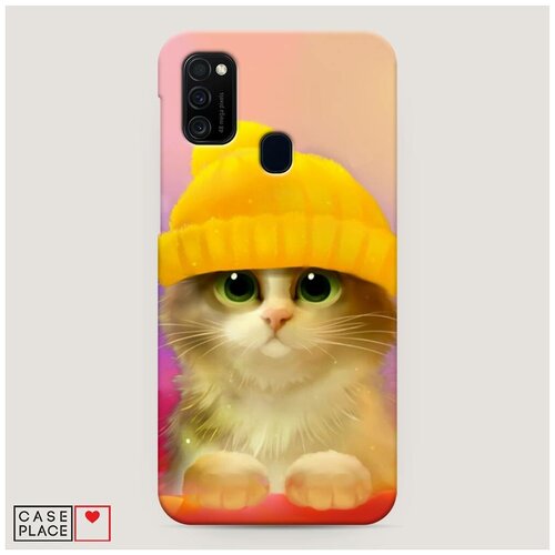 фото Чехол пластиковый samsung galaxy m30s котенок в желтой шапке case place