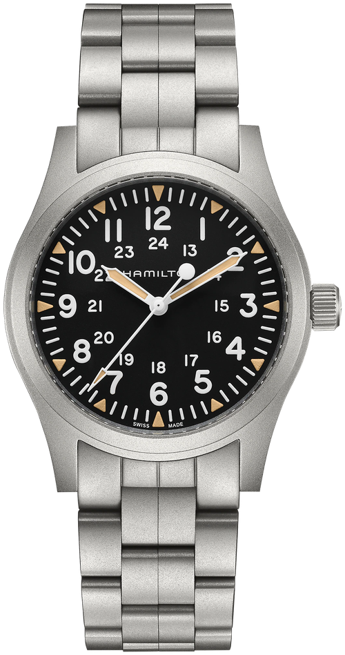 Наручные часы Hamilton Часы Hamilton Khaki Field Mechanical 42mm H69529133, черный, серебряный