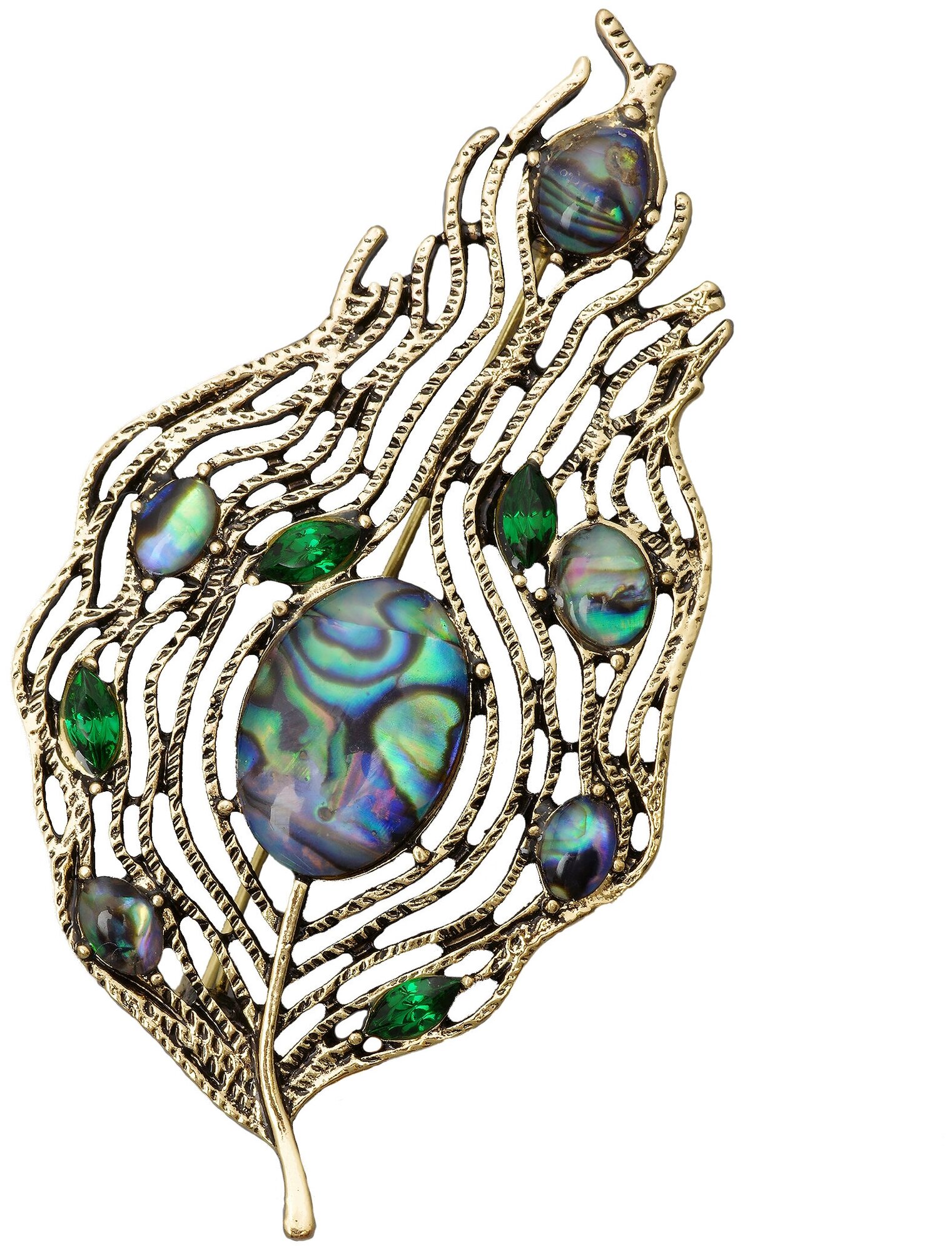 Брошь, перламутр, кристалл