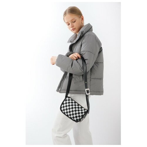 фото Сумка жен 24*9*14, отд на молнии, длин ремень, серый/черный нет бренда