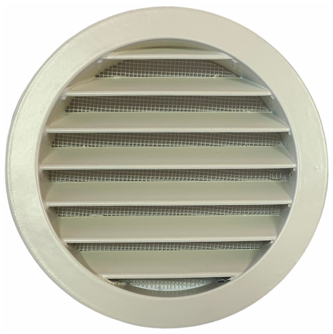 Решетка вентиляционная круглая d125 мм металлическая RAL 1013 белая КИВ-125 с сеткой - фотография № 1