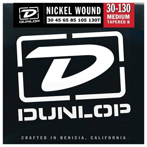 фото Dunlop electric bass nickel wound medium tapered b 6 string dbn30130t (30-130) струны для бас-гитары, 6 струн