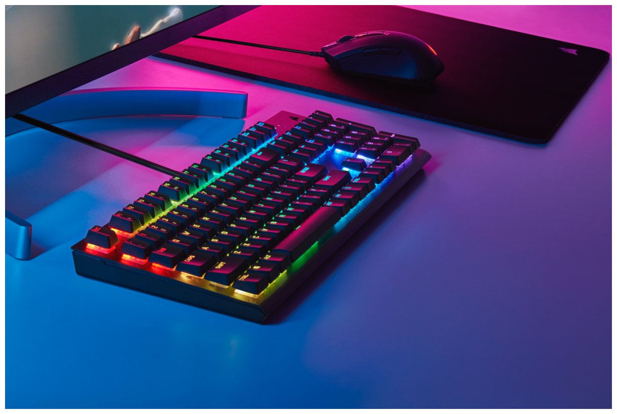 Игровая клавиатура Corsair Gaming™ CORSAIR K60 RGB PRO Low Profile Mechanical Gaming Keyboard, Backlit RGB LED, CHERRY MX Low Profile SPEED, Black