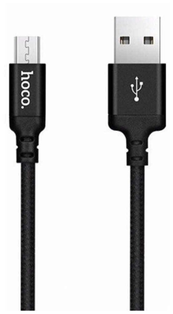 Кабель Hoco X14 Times Speed USB-microUSB 2 метра металл тканевая оплетка черный