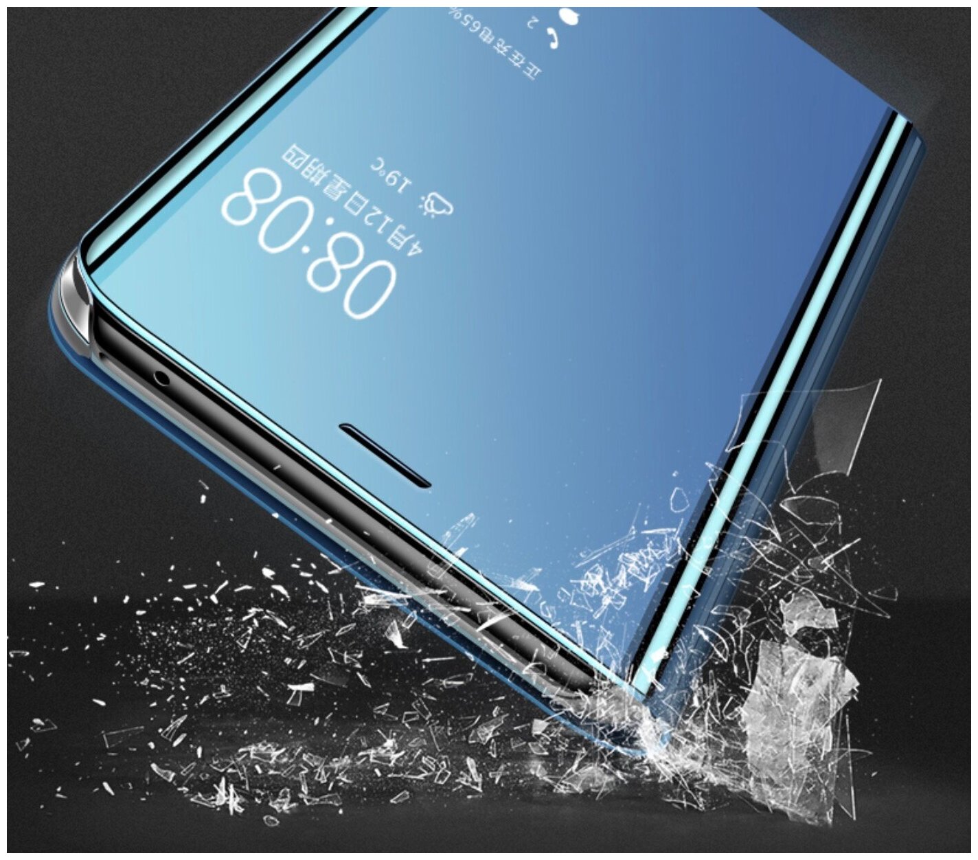 Чехол-книжка MyPads для Samsung Galaxy J8 2018 (SM-J810) с дизайном Clear View Cover с полупрозрачной пластиковой крышкой с зеркальной поверхност.