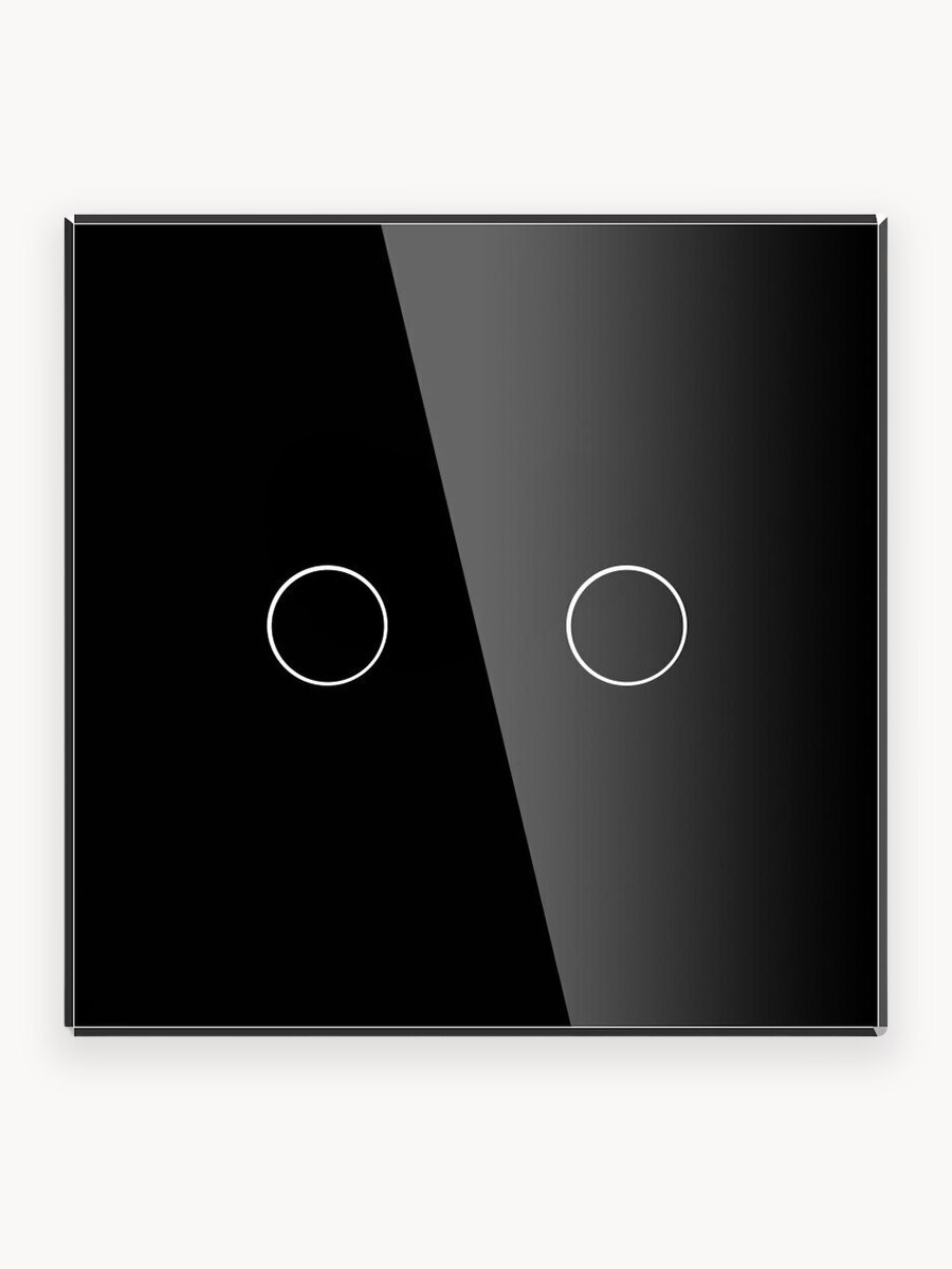 Сенсорный выключатель 2 клавиши 1 пост, (2G) стекло 86х86мм цвет черный