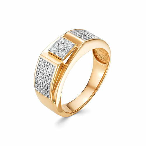 Кольцо Vesna jewelry, красное золото, 585 проба, родирование, бриллиант, размер 17, бесцветный