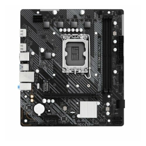 Asrock Материнская плата H610M-H2/M.2 D5, Socket 1700, Intel®H610, 2xDDR5-4800, HDMI+HDMI, 1xPCI-Ex16, 1xPCI-Ex1, 4xSATA3, 1xM.2, 8Ch Audio, GLan, (4+2)xUSB2.0, (2+2)xUSB3.2, 1xPS/2, mATX, RTL